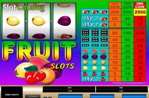 Reels screen. Fruit Slots (Microgaming) slot