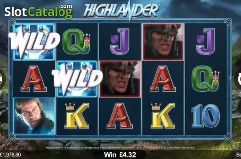 Wild Win screen. Highlander slot