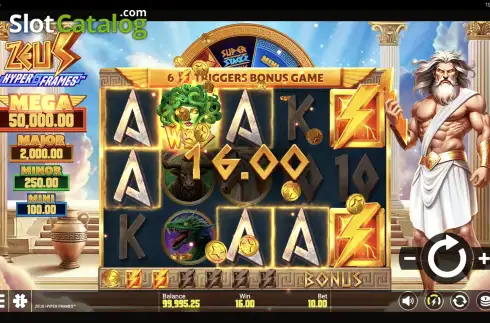 Win Screen. Zeus Hyper Frames slot