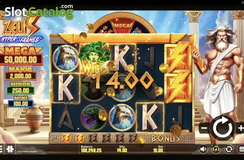 Win Screen 3. Zeus Hyper Frames slot