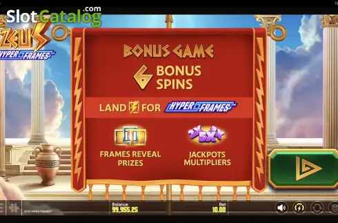 Bonus Game. Zeus Hyper Frames slot