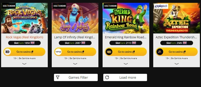 Filteres features for slots