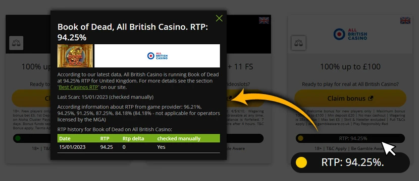 Different RTP levels for games from different providers Different RTP levels
